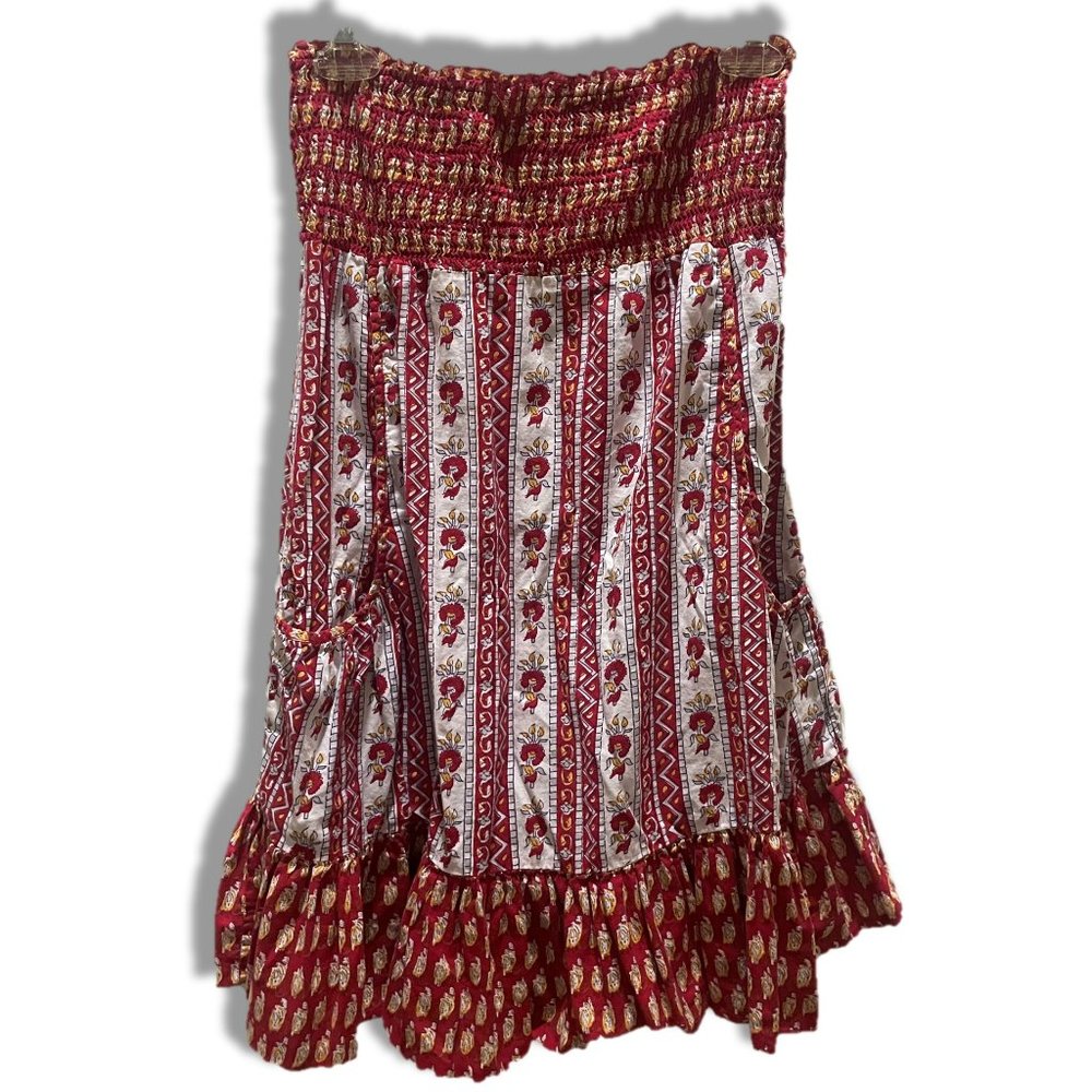 Red and Paisley Tube Top Dress with Pockets